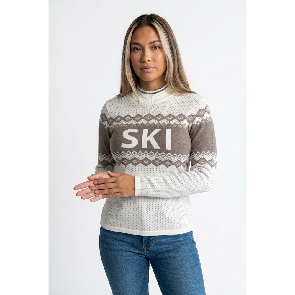 New Alp N ROCK Goldie Mock Neck Ski Sweater - Ivory Small